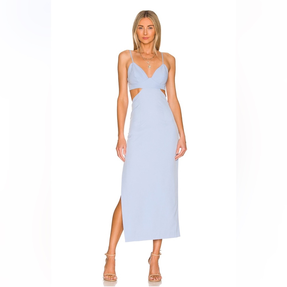 Bardot Sky Blue Cut-Out Midi Dress – Size 4 | Adjustable Straps & Fully Lined